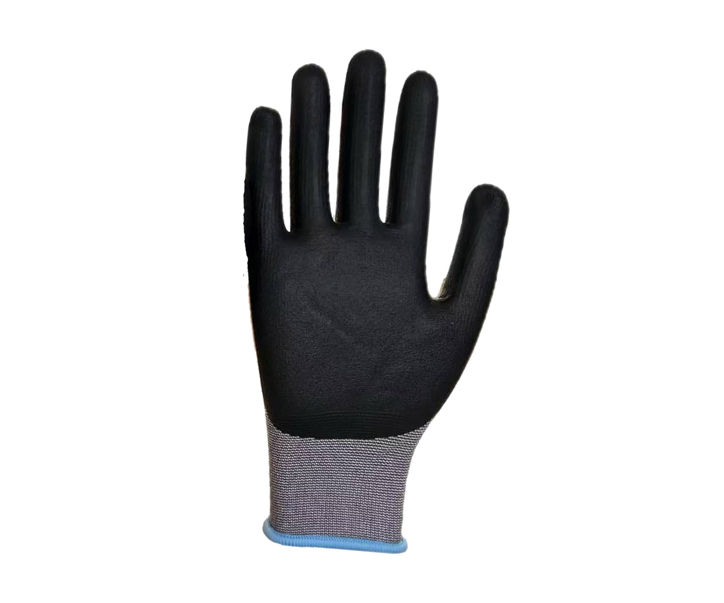 PowerFlex work glove made of nitrile, nylon, and spandex, featuring a black coating and elastic cuff.