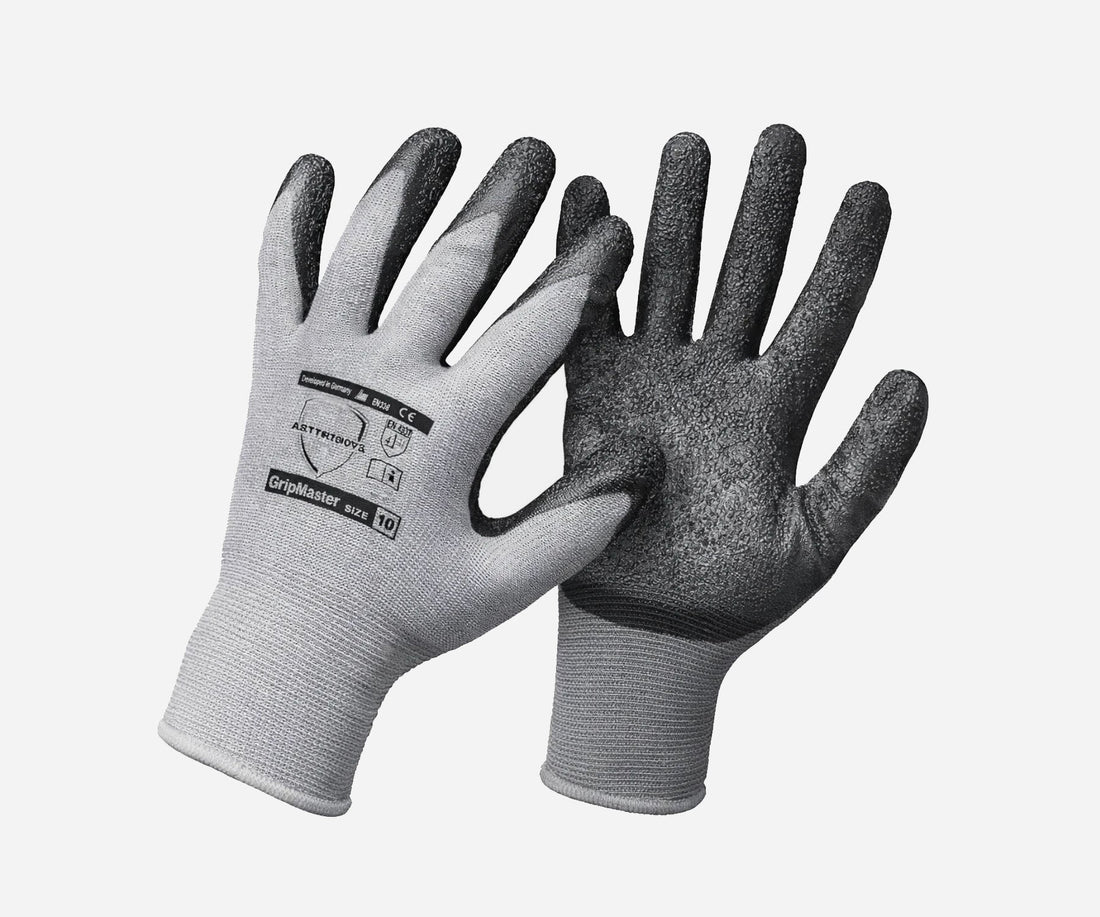 GripMaster Grey Schrumpf-Latex Arbeitshandschuhe von Arttribute – griffsicher für Montage, Industrie und Garten