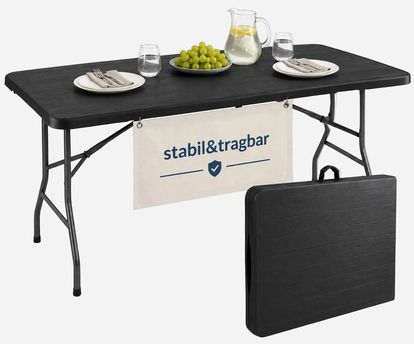 Outdoor Klapptisch 180 cm Holzoptik Schwarz 1