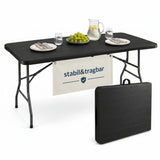 Outdoor Klapptisch 180 cm Holzoptik Schwarz 1