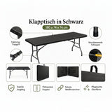 Outdoor Klapptisch 180 cm Holzoptik Schwarz 2