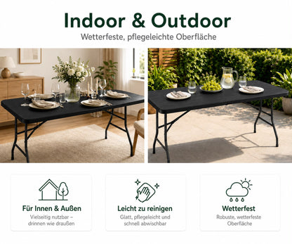 Outdoor Klapptisch 180 cm Holzoptik Schwarz 5