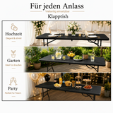 Outdoor Klapptisch 180 cm Schwarz – klappbar und wetterfest, Ansicht 4