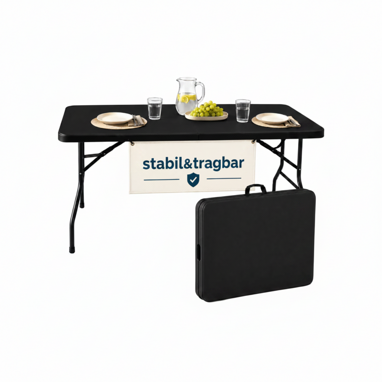 Outdoor Klapptisch 180 cm Schwarz – klappbar und wetterfest, Ansicht 5