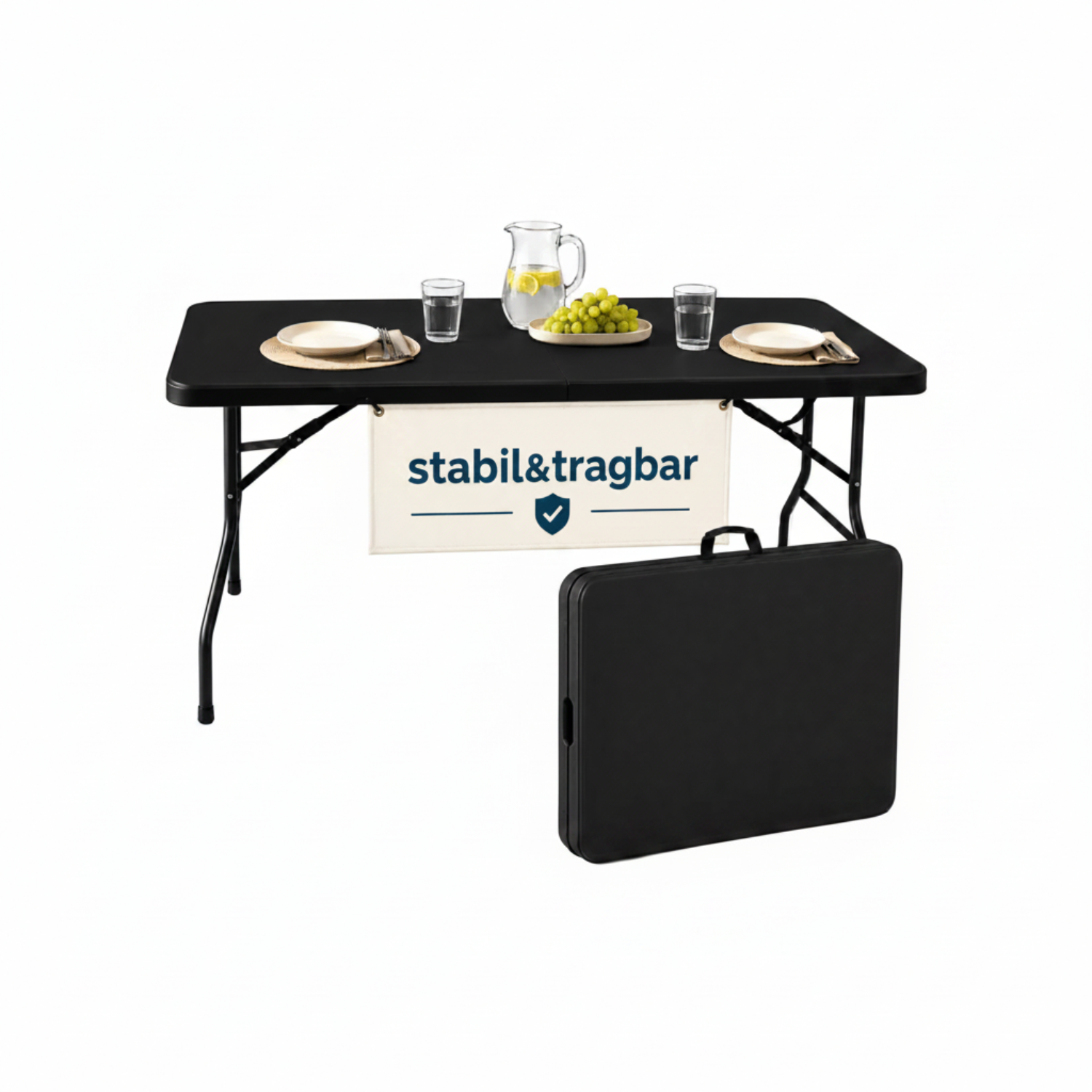 Outdoor Klapptisch 180 cm Schwarz – klappbar und wetterfest, Ansicht 5