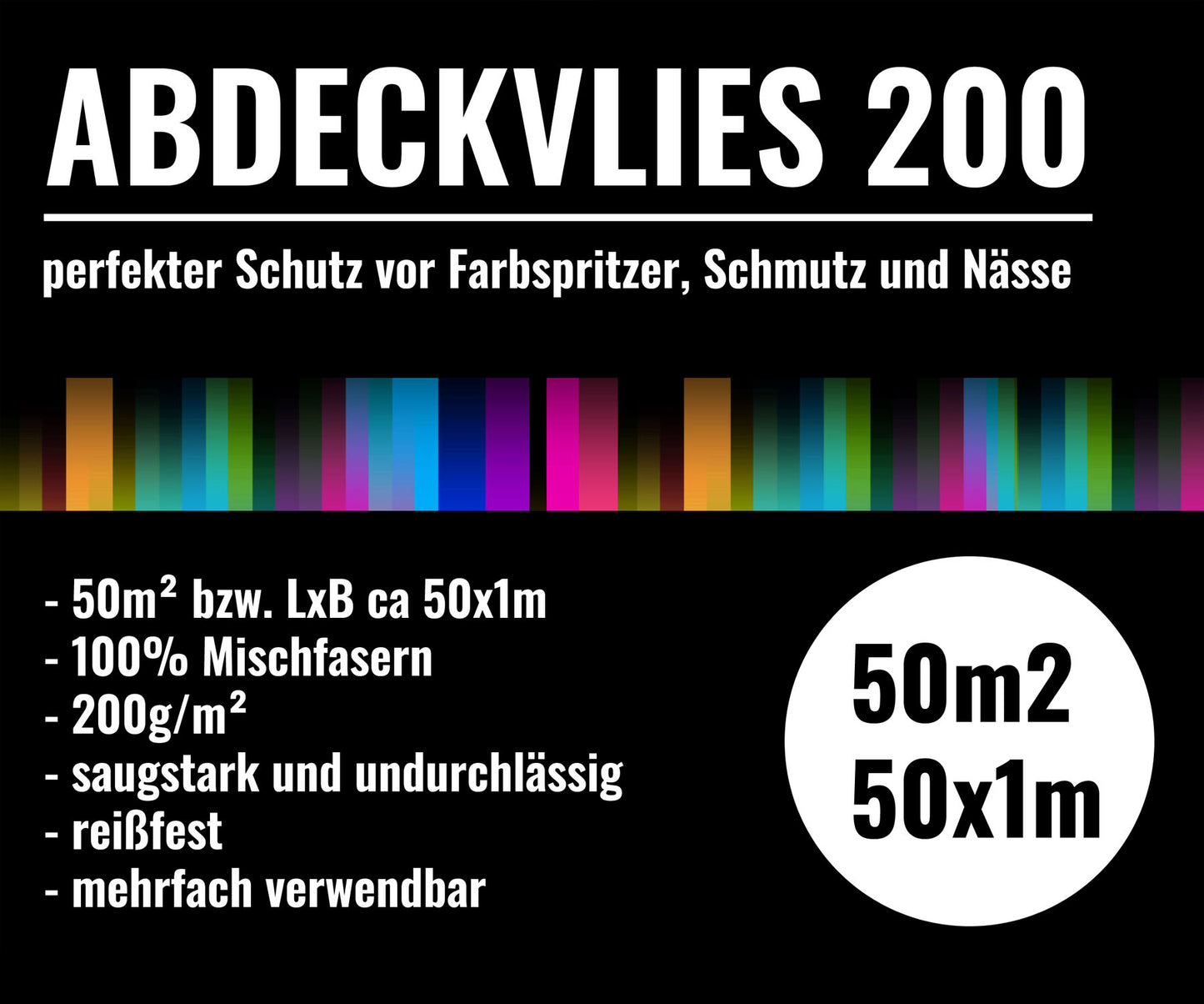 Malervlies Abdeckvlies 200 g/m² 50m