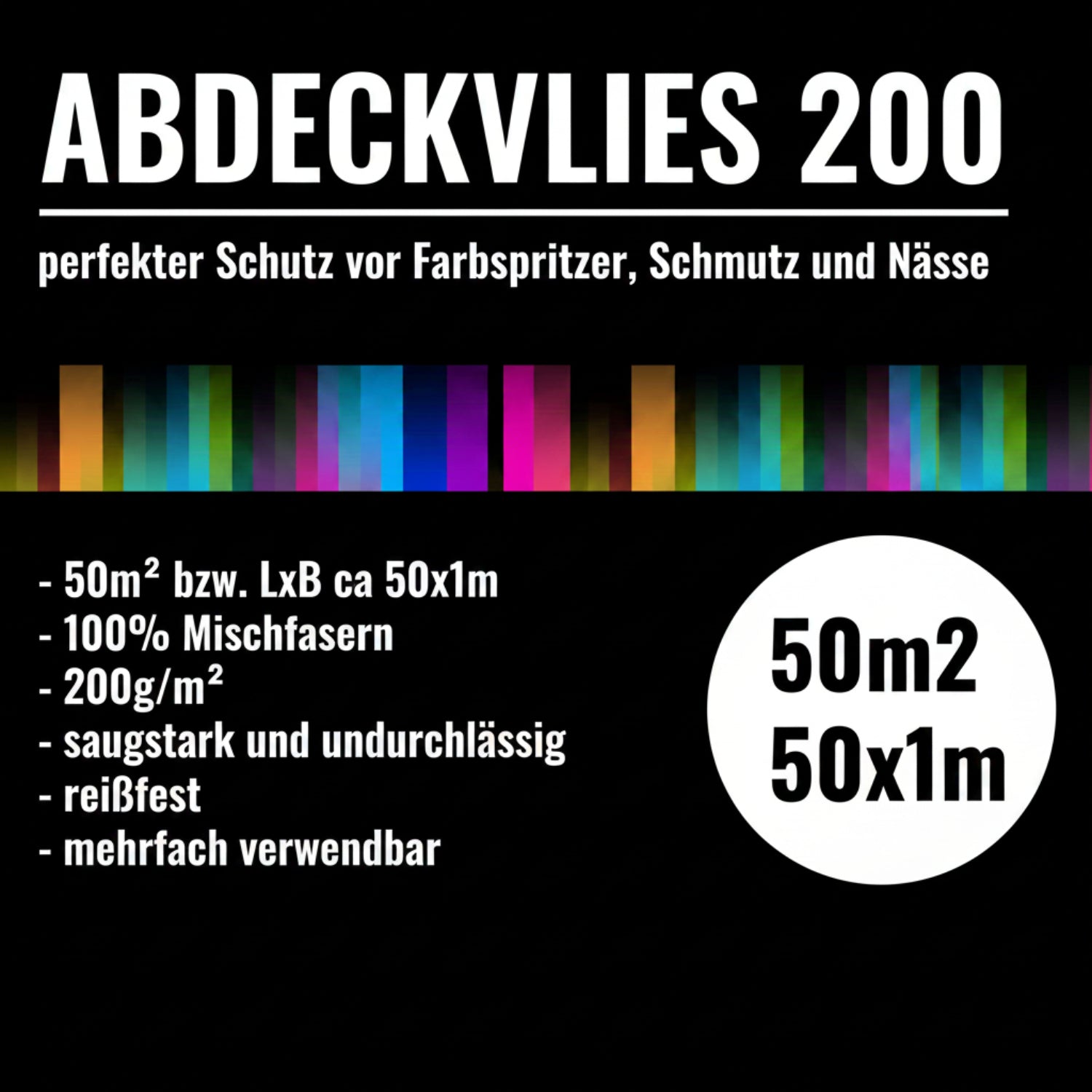 Malervlies Abdeckvlies 200 g/m² 50m – Produktansicht