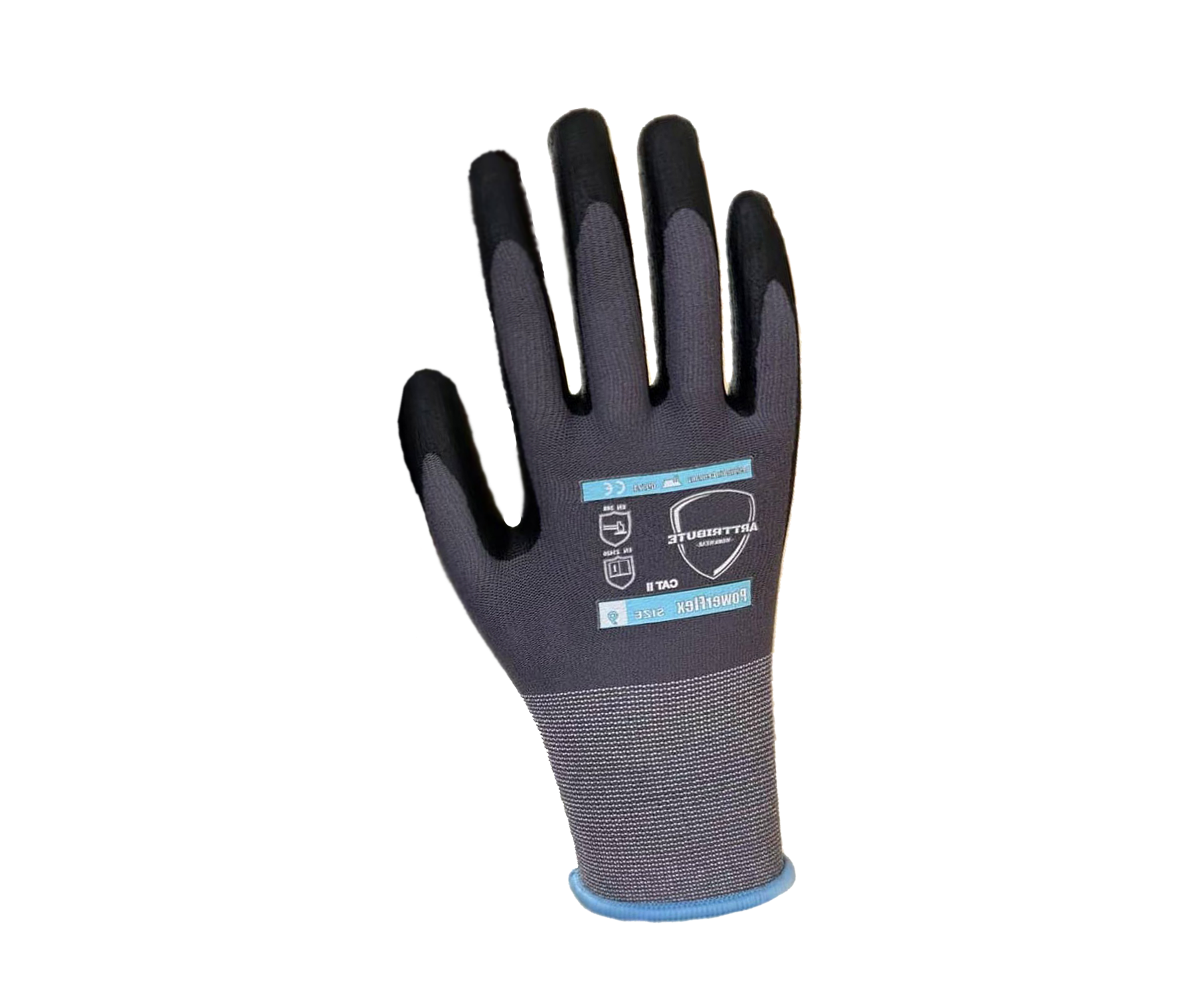 PowerFlex Arbeitshandschuhe aus Nitril, Nylon und Spandex mit hohem Grip und Chemikalienschutz.