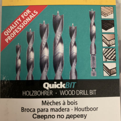 Heller Holzbohrer Set 5tlg Quickbit 3/4/5/6/8mm Bit Bohrer
